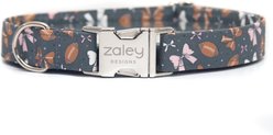 Zaley Designs Football Bows Cotton Dog Collar, Gray, Large: 15 to 25-in neck, 1-in wide