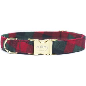 Zaley Designs Buffalo Plaid Flannel Dog Collar, Red & Green, Large: 15 to 25-in neck, 1-in wide