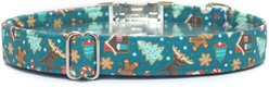 Zaley Designs Gingerbread Cotton Dog Collar, Teal, Medium: 13 to 20-in neck, 1-in wide slide 2 of 5
