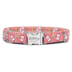 Zaley Designs Cookies & Milk for Santa Cotton Dog Collar, Red, Small: 10 to 14-in neck, 3/4-in wide