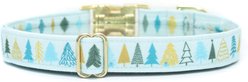 Zaley Designs Christmas Trees Cotton Dog Collar, Blue, Small: 10 to 14-in neck, 3/4-in wide slide 2 of 4
