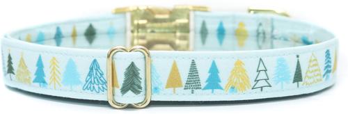 Show full view: Zaley Designs Christmas Trees Cotton Dog Collar, Blue, Medium: 13 to 20-in neck, 1-in wide slide 2 of 4