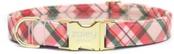 Zaley Designs Christmas Plaid Cotton Dog Collar, Pink, X-Small: 8 to 12-in neck, 5/8-in wide