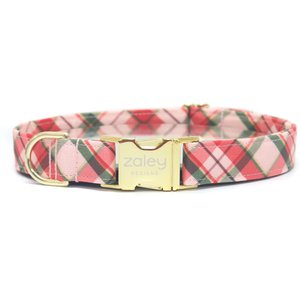 Zaley Designs Christmas Plaid Cotton Dog Collar, Pink, Large: 15 to 25-in neck, 1-in wide