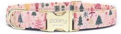 Zaley Designs Christmas Trees Cotton Dog Collar, Pink, X-Small: 8 to 12-in neck, 5/8-in wide
