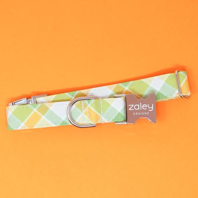 Show full view: Zaley Designs Cotton Dog Collar, Citrus & Olive, Medium: 13 to 20-in neck, 1-in wide slide 3 of 5