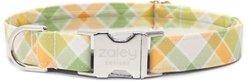 Zaley Designs Cotton Dog Collar, Citrus & Olive, Medium: 13 to 20-in neck, 1-in wide