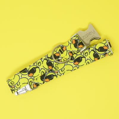 Show full view: Zaley Designs Rubber Ducks Cotton Dog Collar, Yellow, Large: 15 to 25-in neck, 1-in wide slide 3 of 5