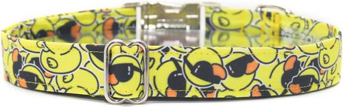 Show full view: Zaley Designs Rubber Ducks Cotton Dog Collar, Yellow, Large: 15 to 25-in neck, 1-in wide slide 2 of 5