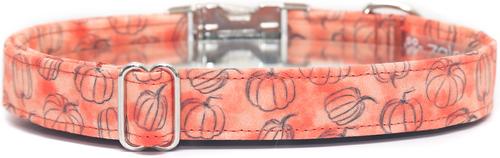 Show full view: Zaley Designs Watercolor Pumpkins Cotton Dog Collar, Orange, Large: 15 to 25-in neck, 1-in wide slide 2 of 3