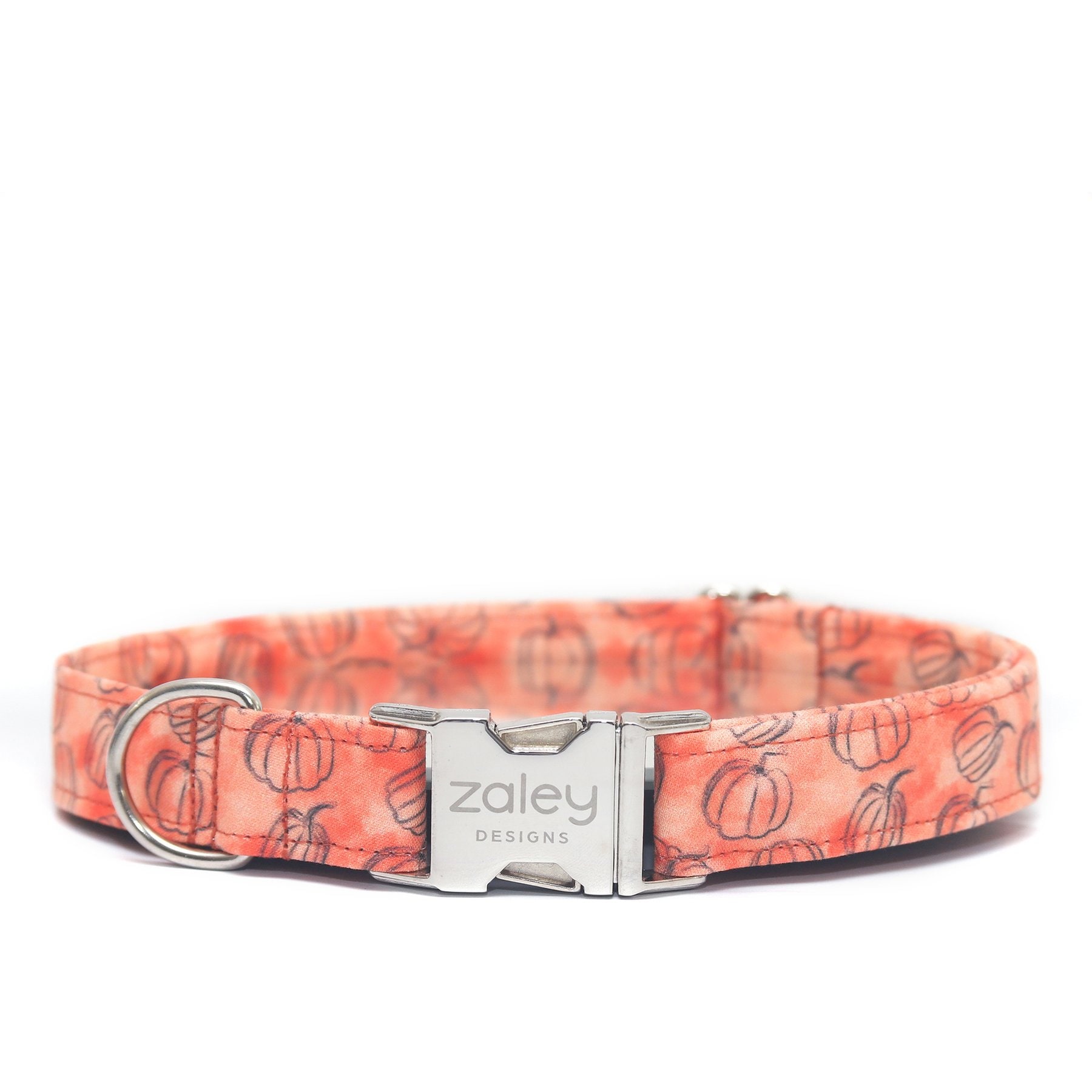 Zaley Designs Watercolor Pumpkins Cotton Dog Collar, Orange, Medium: 13 to 20-in neck, 1-in wide