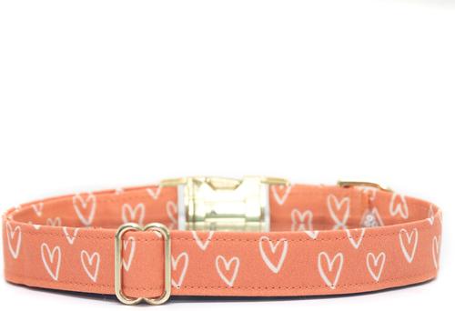 Show full view: Zaley Designs Hearts Cotton Dog Collar, Caramel, X-Small: 8 to 12-in neck, 5/8-in wide slide 2 of 3