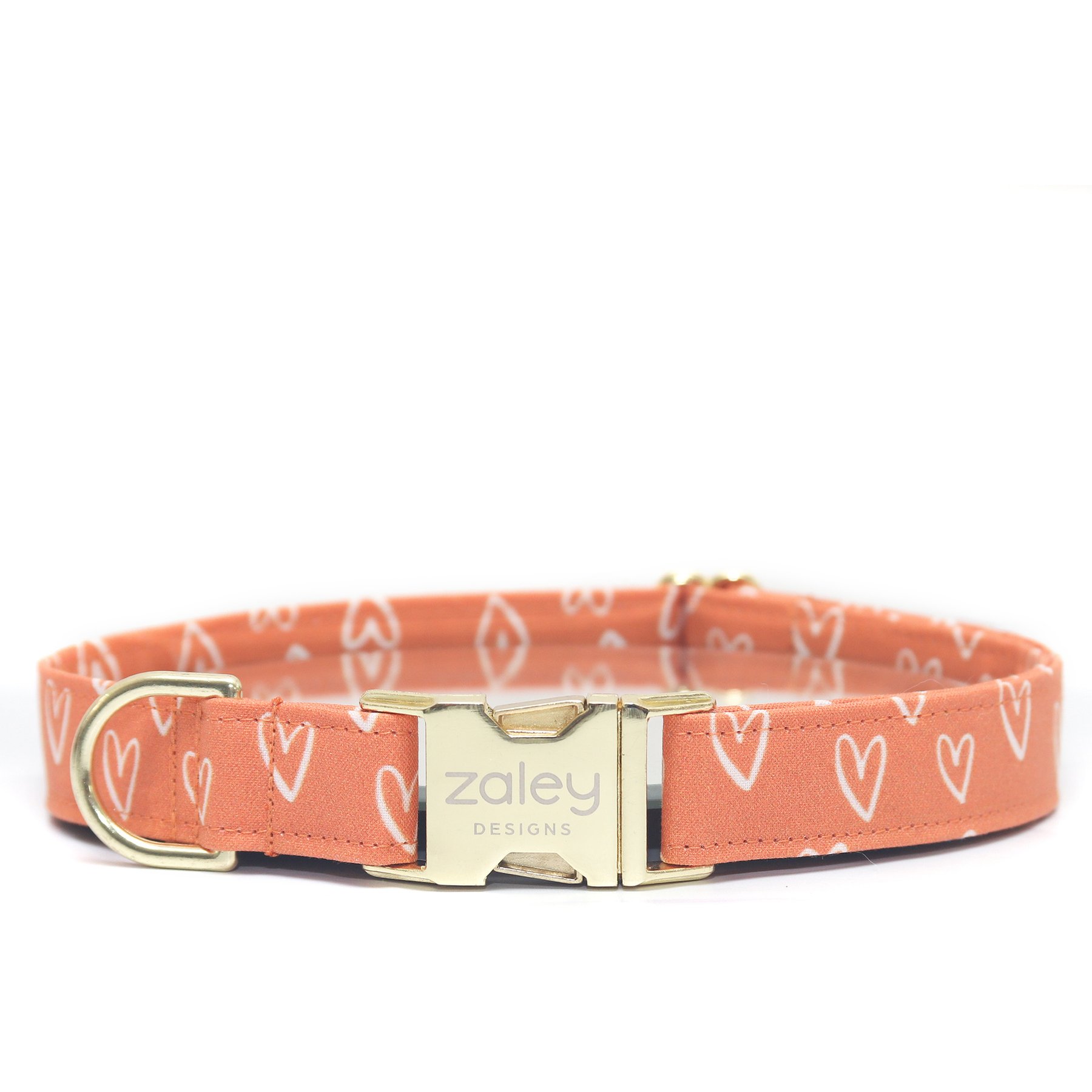 Zaley Designs Hearts Cotton Dog Collar, Caramel, Large: 15 to 25-in neck, 1-in wide