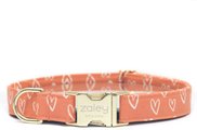 Zaley Designs Hearts Cotton Dog Collar, Caramel, X-Small: 8 to 12-in neck, 5/8-in wide
