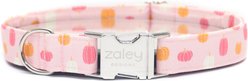 Zaley Designs Pumpkins Cotton Dog Collar, Pink & Orange, Large: 15 to 25-in neck, 1-in wide