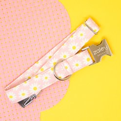 Zaley Designs Daisies Floral Cotton Dog Collar, Pink, Large: 15 to 25-in neck, 1-in wide slide 2 of 4