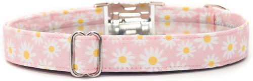 Show full view: Zaley Designs Daisies Floral Cotton Dog Collar, Pink, X-Small: 8 to 12-in neck, 5/8-in wide slide 2 of 4