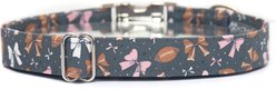 Zaley Designs Football Bows Cotton Dog Collar, Gray, Medium: 13 to 20-in neck, 1-in wide slide 2 of 4