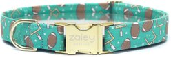 Zaley Designs Football Cotton Dog Collar, Green, Medium: 13 to 20-in neck, 1-in wide