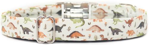 Show full view: Zaley Designs Dinosaurs Cotton Dog Collar, Tan, Medium: 13 to 20-in neck, 1-in wide slide 2 of 5