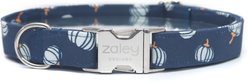 Zaley Designs Pumpkins Cotton Dog Collar, Navy Blue, Large: 15 to 25-in neck, 1-in wide