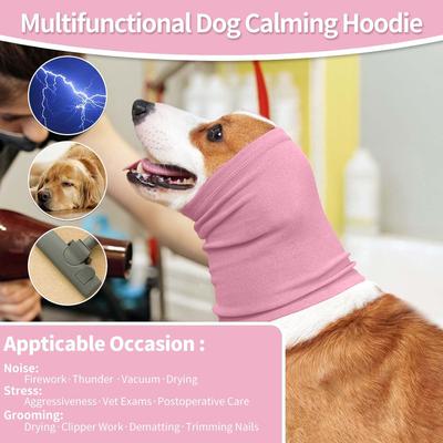 Show full view: NANAKI Calming Hoodie Ear Wraps for Dogs, Dusty Pink, Small slide 4 of 9