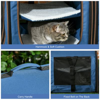 Show full view: PawHut Portable Soft-Sided Cat Carrier, Blue slide 7 of 9