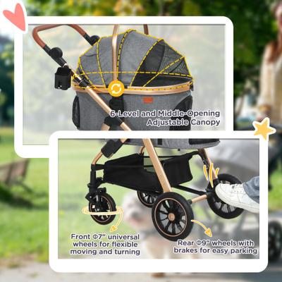 Show full view: PawHut 3 in 1 Dog Stroller with Detachable Cabin slide 8 of 10