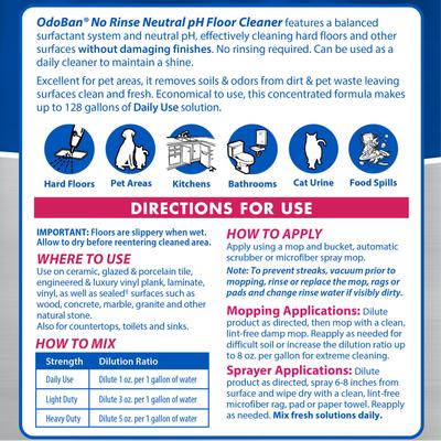 Show full view: OdoBan No Rinse Neutral pH Floor Cleaner, Citrus Scent, 1-gal bottle slide 4 of 9