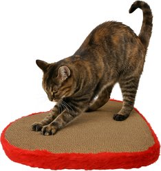 Kensie Fur Heart-Shaped Cat Scratcher Toy with Catnip, Red, 15.75 x 18 x 2-in