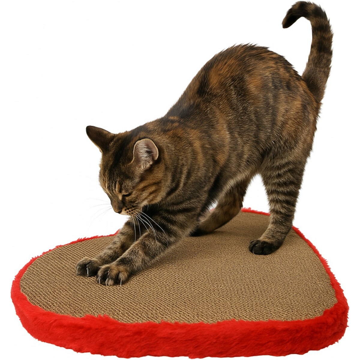 Kensie Fur Heart-Shaped Cat Scratcher Toy with Catnip, Red, 15.75 x 18 x 2-in