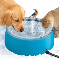 UPSKY Outdoor Waterproof Smart Heated Non-Skid Acrylonitrile Butadiene Styrene Slow Feeder Dog & Cat Water Bowl with Chew Resistant Cord, Blue, Large: 3-L slide 1 of 9