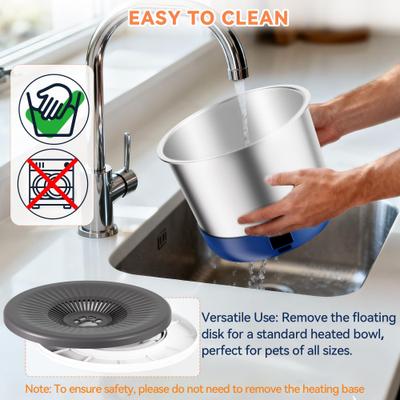 Show full view: UPSKY Outdoor Heated Non-Skid Stainless Steel Slow Feeder Dog & Cat Water Bowl with Digital Display & Adjustable Temperature, Blue, Large: 3.5-L slide 9 of 11