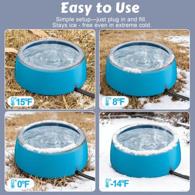 Show full view: UPSKY Outdoor Waterproof Smart Heated Non-Skid Acrylonitrile Butadiene Styrene Slow Feeder Dog & Cat Water Bowl with Chew Resistant Cord, Blue, Large: 3-L slide 9 of 10