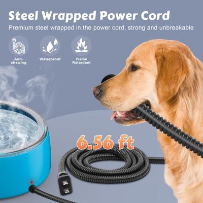 Show full view: UPSKY Outdoor Waterproof Smart Heated Non-Skid Acrylonitrile Butadiene Styrene Slow Feeder Dog & Cat Water Bowl with Chew Resistant Cord, Blue, Large: 3-L slide 4 of 10