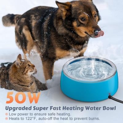 Show full view: UPSKY Outdoor Waterproof Smart Heated Non-Skid Acrylonitrile Butadiene Styrene Slow Feeder Dog & Cat Water Bowl with Chew Resistant Cord, Blue, Large: 3-L slide 6 of 10