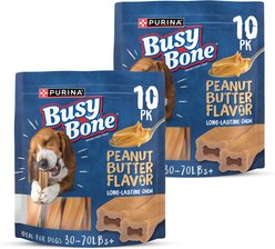 Busy Bone Peanut Butter Flavor Long-Lasting Chew Adult Small/Medium Dog Treats, 10 count, bundle of 2