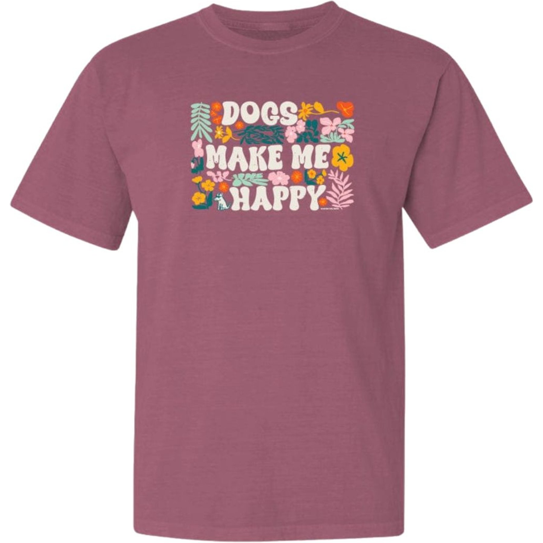 Teddy the Dog Dogs Make Me Happy Classic Tee, Berry, X-Large