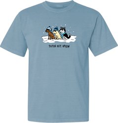 Teddy the Dog Christmas Total Sit Show Snow Classic Tee, Blue Breeze, X-Large