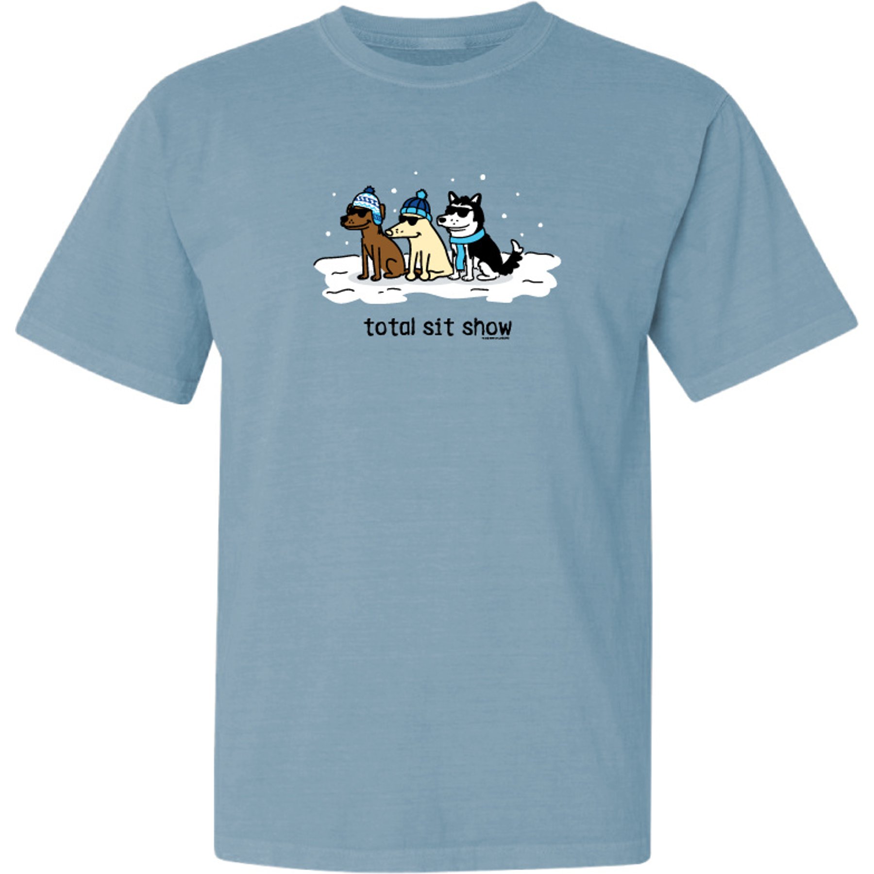 Teddy the Dog Christmas Total Sit Show Snow Classic Tee, Blue Breeze, XXX-Large