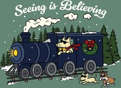 Teddy the Dog Christmas Seeing is Believing Classic Tee, Mountain Spruce, X-Small slide 2 of 2