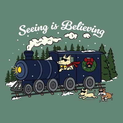 Show full view: Teddy the Dog Christmas Seeing is Believing Classic Tee, Mountain Spruce, Large slide 2 of 2