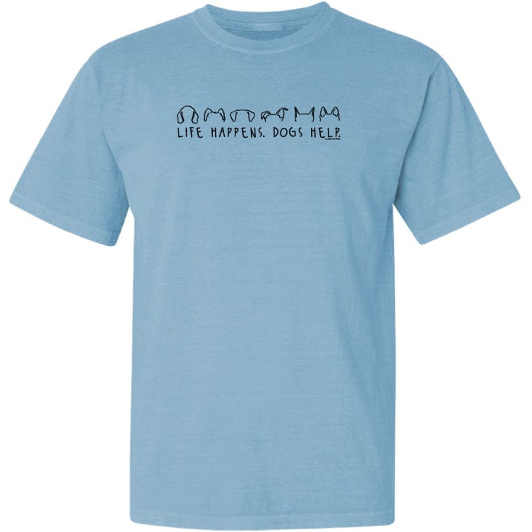 Teddy the Dog Life Happens Dogs Help Classic Tee, Blue Breeze, X-Small