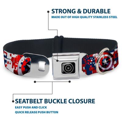 Show full view: Buckle-Down Marvel Comics Captain America Shield Digital Camo Dog Collar, Large: 20 to 31-in neck, 1.5-in wide slide 4 of 8