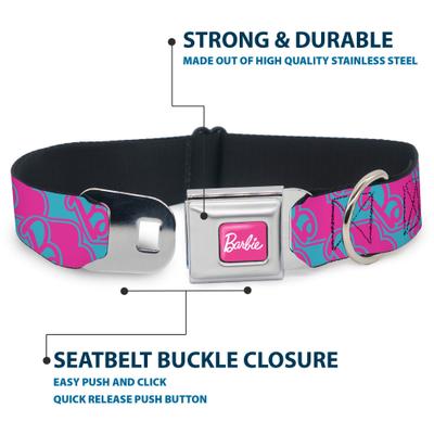 Show full view: Buckle-Down Mattel Barbie B Icon Dog Collar, Medium: 16 to 23-in neck, 1.5-in wide slide 4 of 8