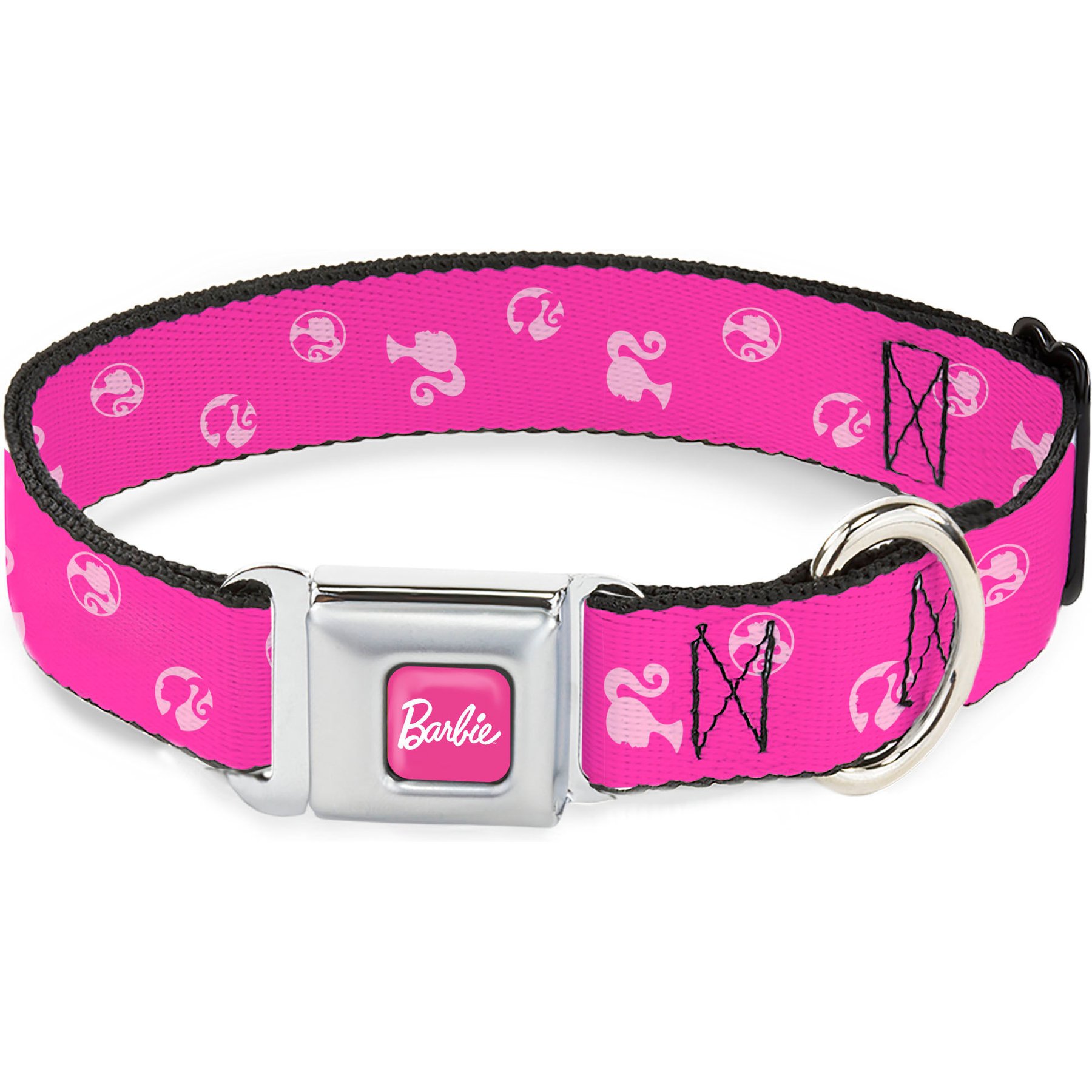 Buckle-Down Mattel Barbie Ponytail Silhouette Icon Dog Collar, Medium: 16 to 23-in neck, 1.5-in wide