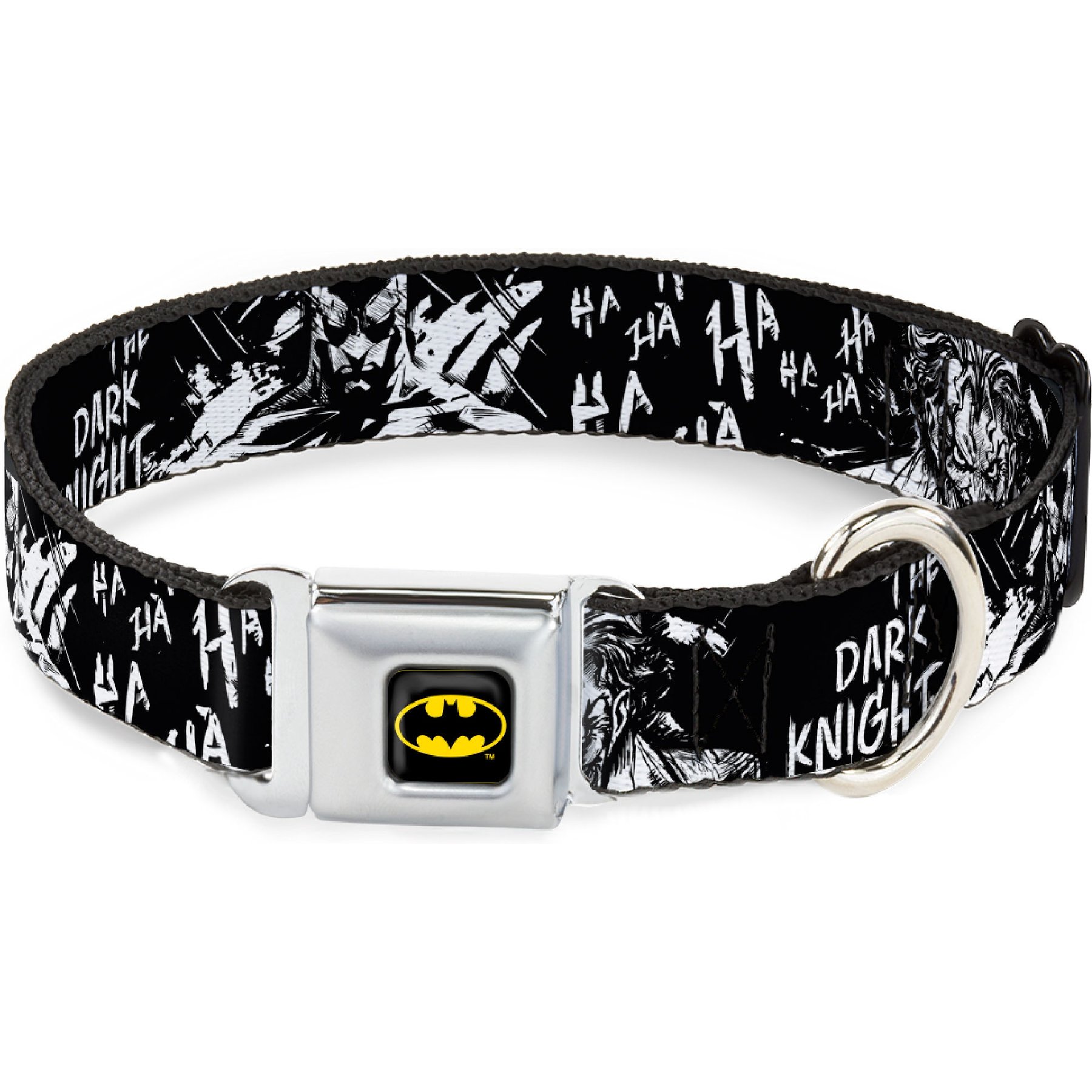 Buckle-Down DC Comics Batman The Dark Knight & Joker Dog Collar, Small: 13 to 17-in neck, 1.5-in wide