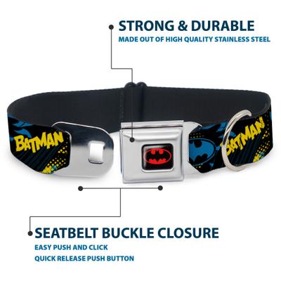 Show full view: Buckle-Down DC Comics Batman Poses & Logo Dog Collar, Large: 15 to 24-in neck, 1-in wide slide 4 of 8