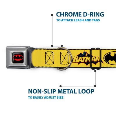 Show full view: Buckle-Down DC Comics Vintage Batman Logo Bat Signal Dog Collar, Large: 15 to 24-in neck, 1-in wide slide 6 of 9