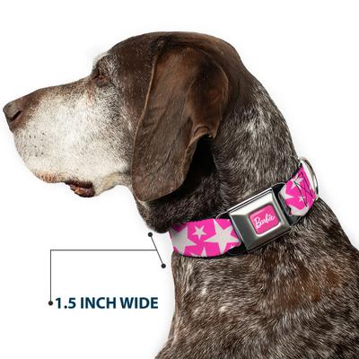 Show full view: Buckle-Down Mattel Barbie Ponytail Silhouette & Star Dog Collar, Medium: 16 to 23-in neck, 1.5-in wide slide 7 of 8